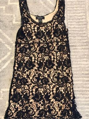 Karen Kane Black Crochet Lace Dress with Nude Lining